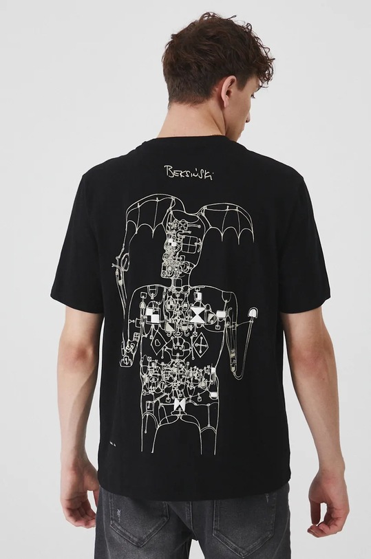 T-shirt bawełniany męski z kolekcji Zdzisław Beksiński x Medicine kolor czarny czarny RW24.TSM862