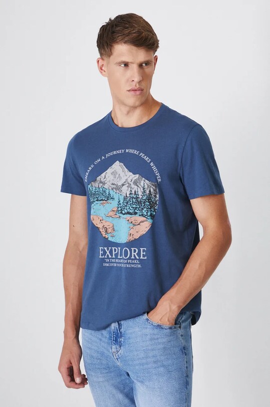 Medicine tricou din bumbac print bleumarin RW24.TSM908