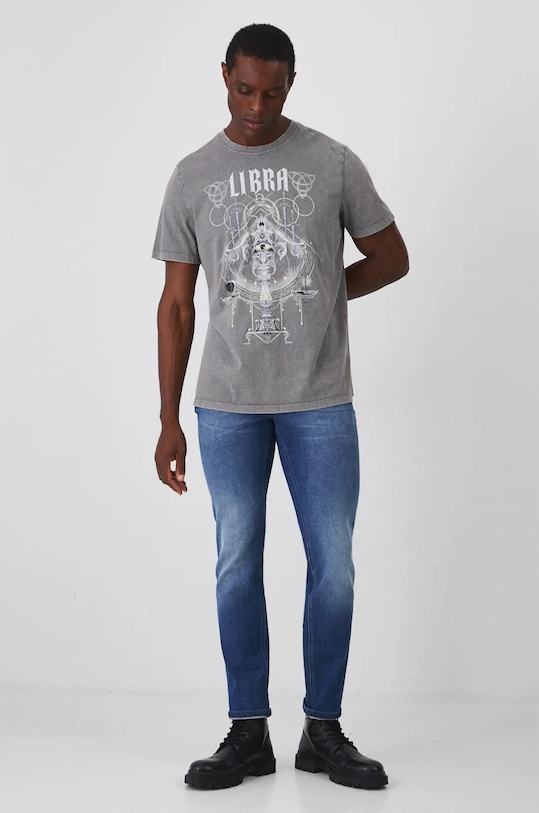 Odzież T-shirt bawełniany męski z kolekcji Zodiak - Waga kolor szary RW24.TSM959 szary