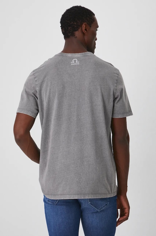 T-shirt bawełniany męski z kolekcji Zodiak - Waga kolor szary szary RW24.TSM959