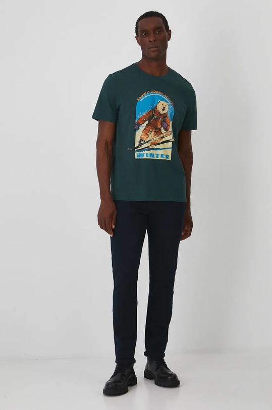 Bavlněné tričko pánské s potiskem zelená barva RW24.TSMA20 zelená RW24