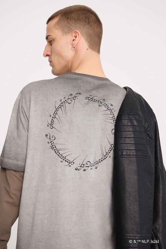 Bavlněné tričko z kolekce The Lord of the Rings šedá barva relaxed šedá RW24.TSMA86