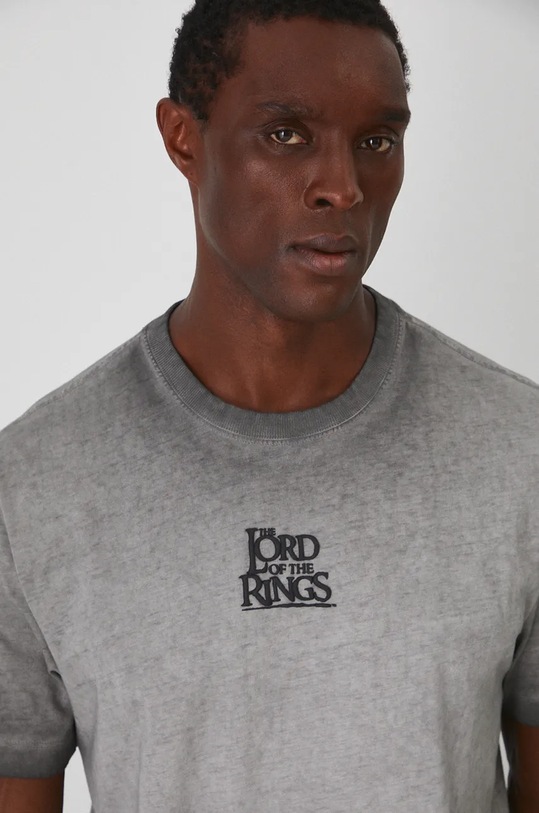 Bavlněné tričko z kolekce The Lord of the Rings šedá barva RW24.TSMA86 šedá