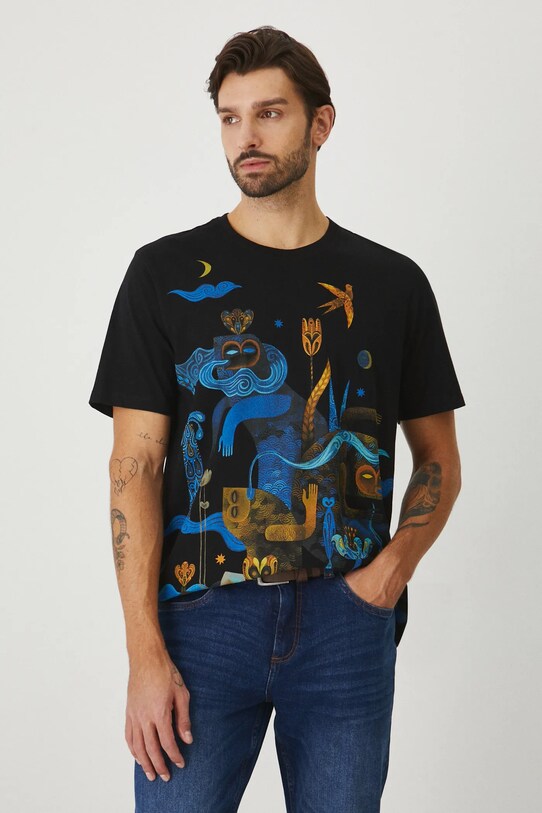 T-shirt bawełniany męski z kolekcji Karolina Matyjaszkowicz x Medicine kolor czarny RW24.TSMB14 czarny RW24