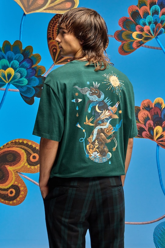 T-shirt bawełniany męski z kolekcji Karolina Matyjaszkowicz x Medicine kolor zielony okrągły zielony RW24.TSMB15