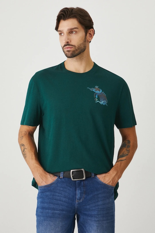 T-shirt bawełniany męski z kolekcji Karolina Matyjaszkowicz x Medicine kolor zielony zielony RW24.TSMB15
