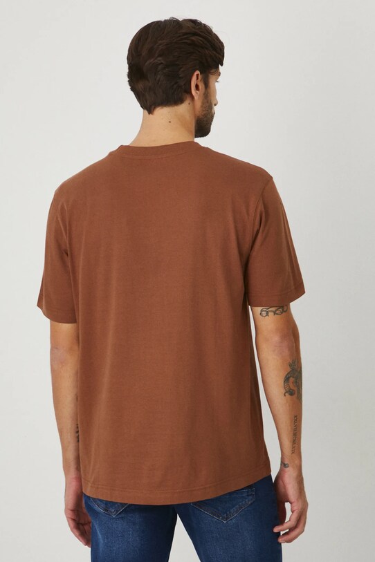 Odzież T-shirt bawełniany męski kolor brązowy RW24.TSMB20 brązowy