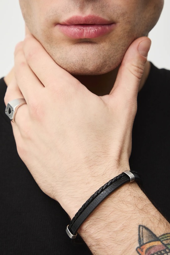 Medicine bransoletka skórzana RW25-ABM502 czarny