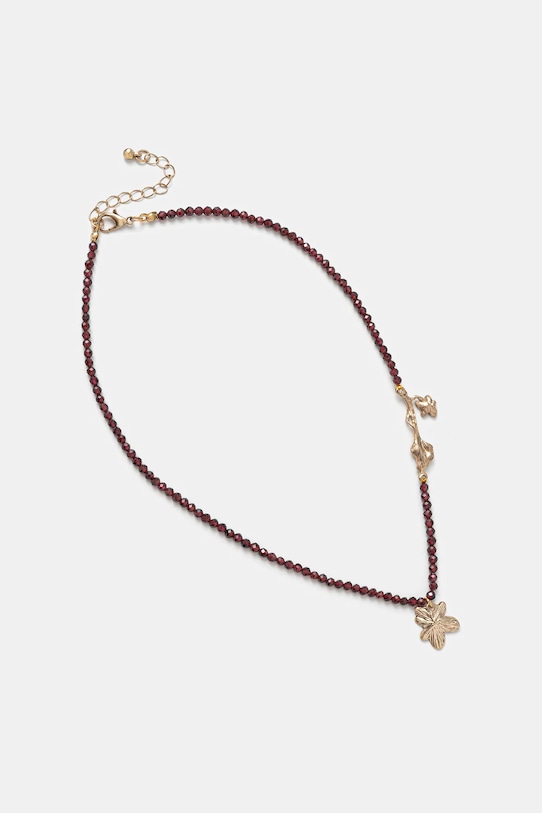 Naszyjnik damski z kamieniem naturalnym i zawieszkami kamień naturalny bordowy RW25-ASD500