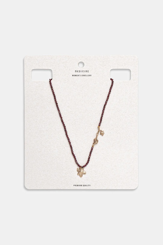 Naszyjnik damski z kamieniem naturalnym i zawieszkami bordowy RW25-ASD500