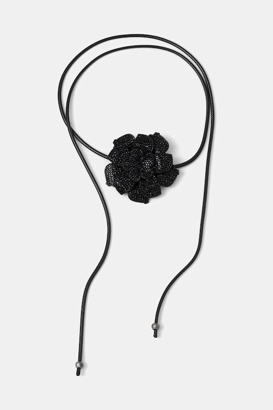 Naszyjnik damski z ozdobą w kształcie kwiatu RW25-ASDB02 czarny RW25