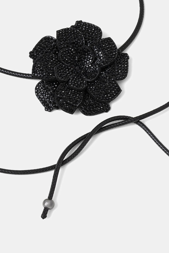 Akcesoria Naszyjnik damski z ozdobą w kształcie kwiatu RW25-ASDB02 czarny