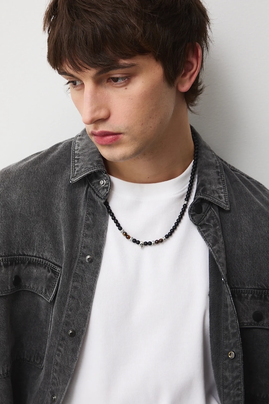 Medicine colier piatră naturală negru RW25-ASM500