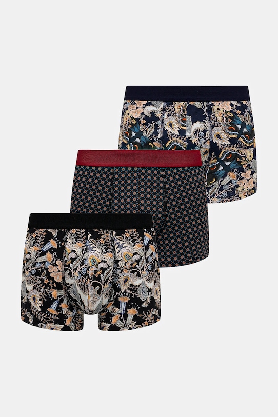 Bokserki bawełniane męskie z elastanem wzorzyste (3-pack) dzianina multicolor RW25-BBMA03
