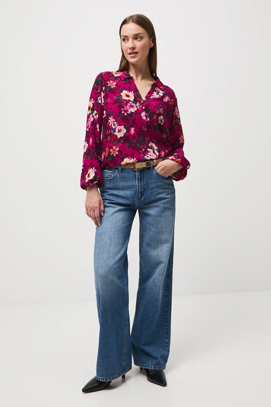 Bluzka damska z wiskozy w kwiaty RW25-BDD030 różowy RW25
