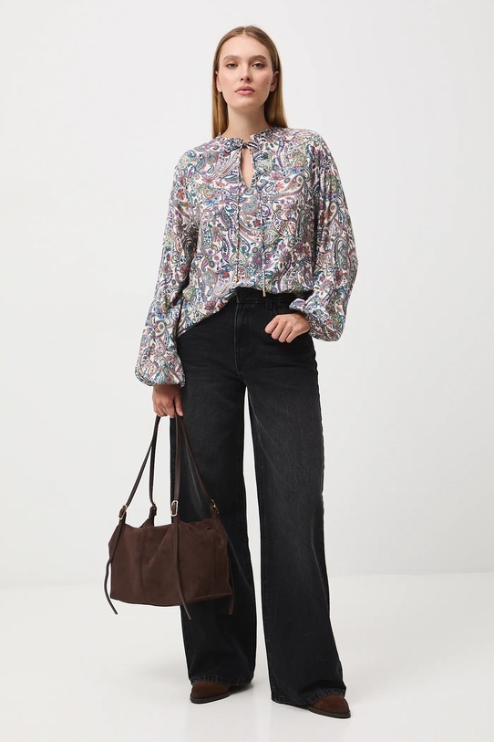 Bluzka damska z wiskozy wzorzysta casual multicolor RW25-BDD050