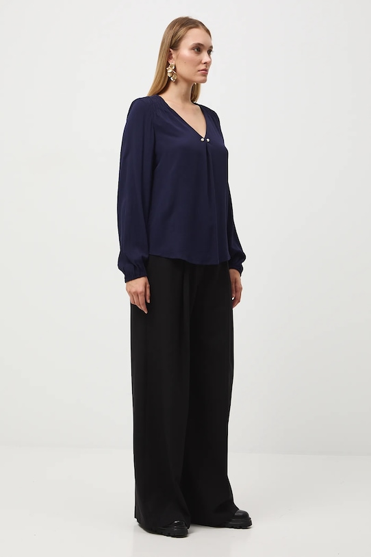Bluzka damska gładka z wiskozy RW25-BDD051 granatowy RW25