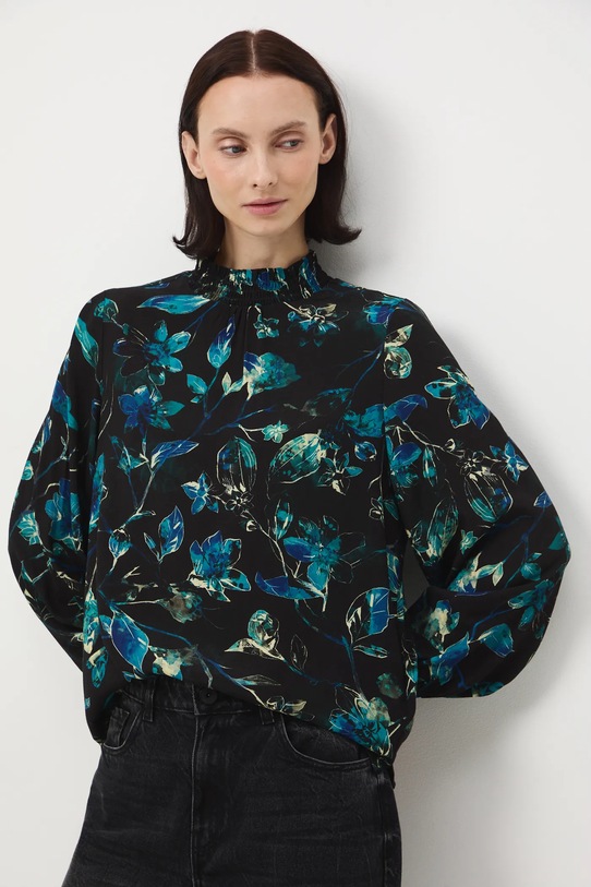 Bluzka damska z wiskozy wzorzysta RW25-BDD092 czarny RW25