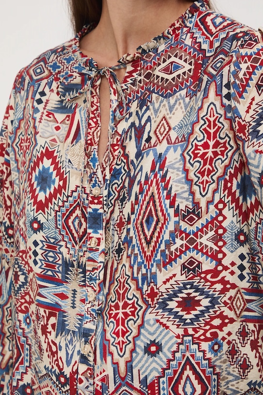 Bluzka damska wzorzysta z wiskozą RW25-BDD401 multicolor