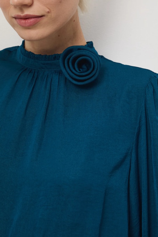 Blúzka s ozdobou v tvare kvetu RW25-BDDA00 tyrkysová