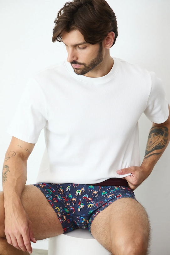 Bokserki bawełniane z elastanem wzorzyste (2-pack) dzianina multicolor RW25.BIM104