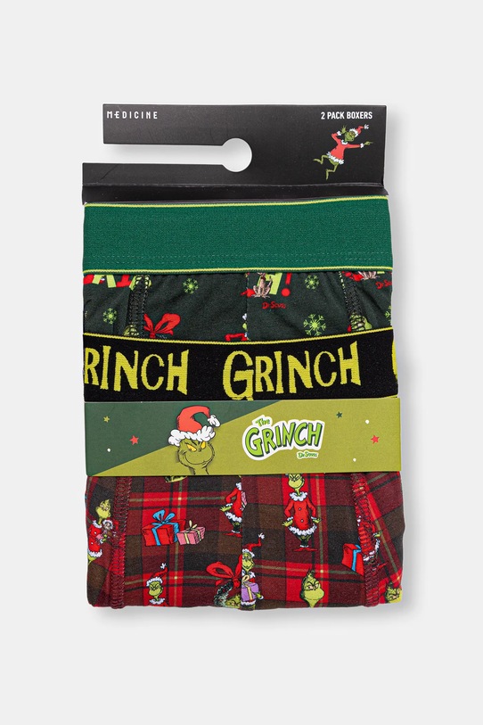 Bokserki bawełniane męskie z elastanem świąteczne Grinch (2-pack) RW25-BIMA50