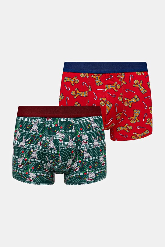 Bokserki bawełniane męskie z elastanem świąteczne Shrek (2-pack) dzianina multicolor RW25-BIMA52