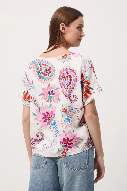 Odzież Bluzka z domieszką lnu damska wzorzysta RW25-BKD010 multicolor