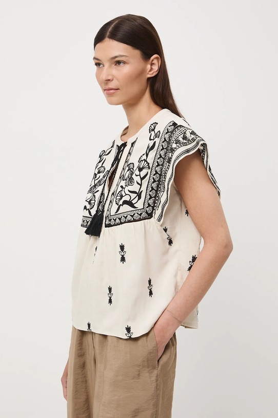 Medicine bluzka z falbanką damska z wiskozy RW25-BKD102 beżowy RS26