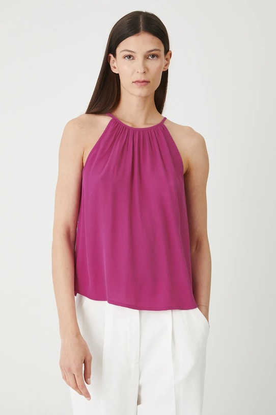 Bluzka damska z wiskozy gładka casual różowy RW25-BKD201