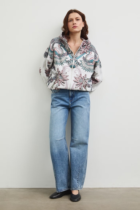 Bluza bawełniana damska wzorzysta RW25-BLD101 beżowy RS26