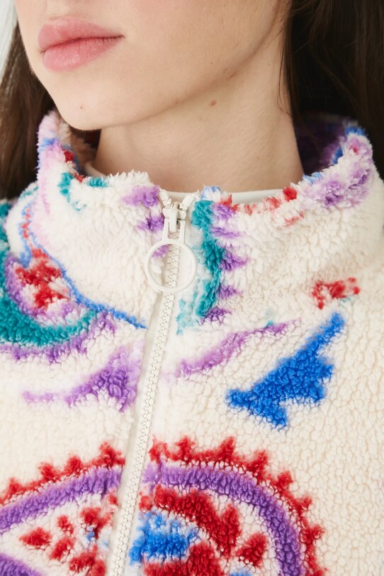 Bluza polarowa damska oversize wzorzysta RW25.BLD103 beżowy