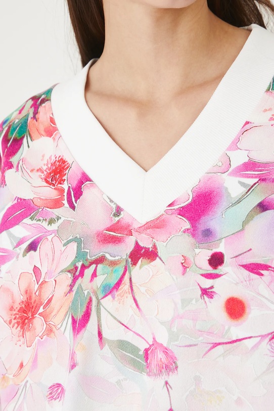 Bluza bawełniana damska oversize z nadrukiem RW25-BLD200 biały