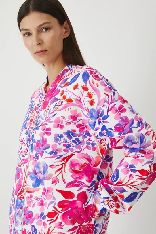Bluza bawełniana damska wzorzysta biały RW25-BLD201