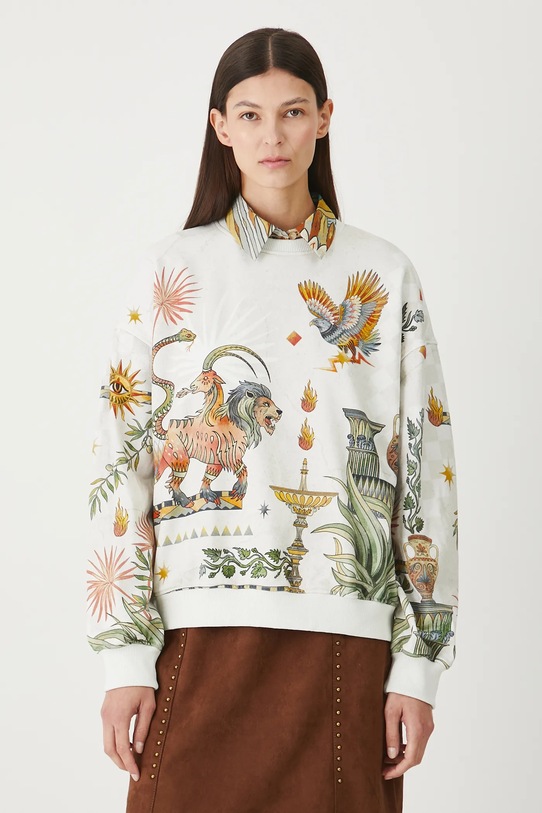 Bluza bawełniana damska z kolekcji Lands of Legends – Olimp RW25-BLD251 beżowy RW25