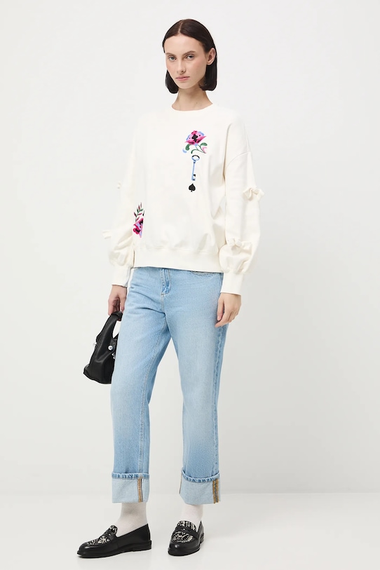 Bluza damska interlock z aplikacją RW25-BLD903 beżowy RW25