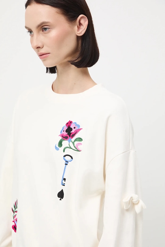 Bluza damska interlock z aplikacją beżowy RW25-BLD903