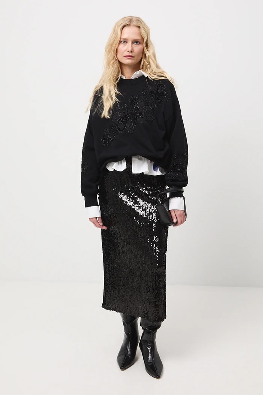 Bluza damska z ozdobną aplikacją RW25-BLDA00 czarny RW25