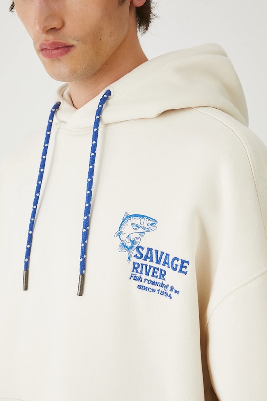 Bluza męska z nadrukiem i aplikacją RW25-BLM201 beżowy