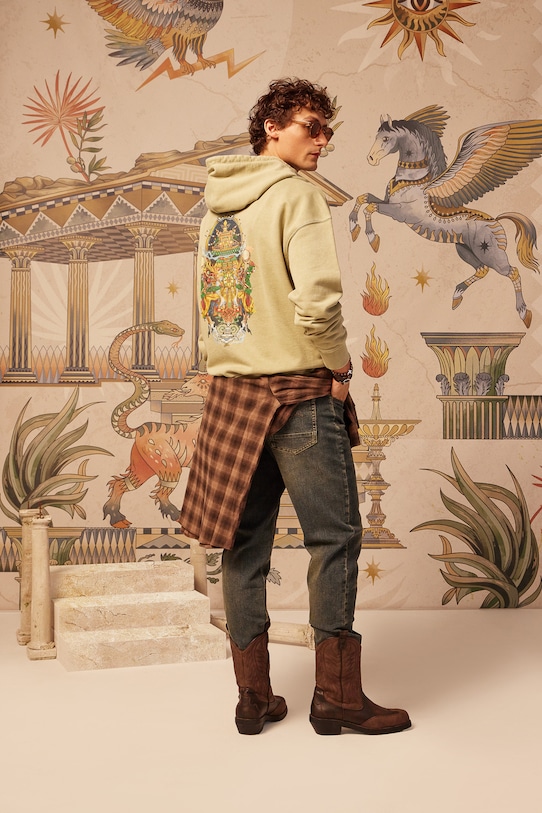 Bluza bawełniana męska z kolekcji Lands of Legends – Shangri-La bawełna zielony RW25-BLM204