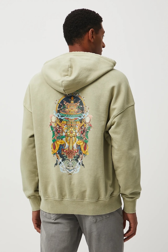 Bluza bawełniana męska z kolekcji Lands of Legends – Shangri-La zielony RW25-BLM204