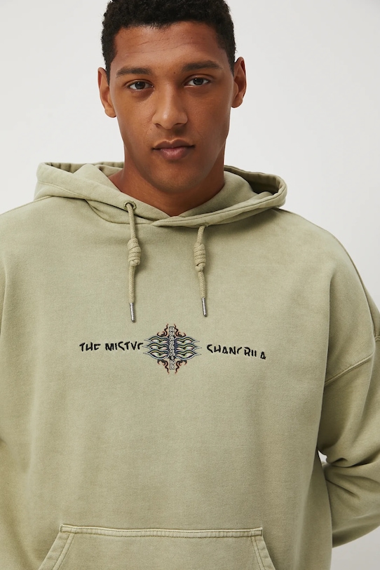 Bluza bawełniana męska z kolekcji Lands of Legends – Shangri-La RW25-BLM204 zielony