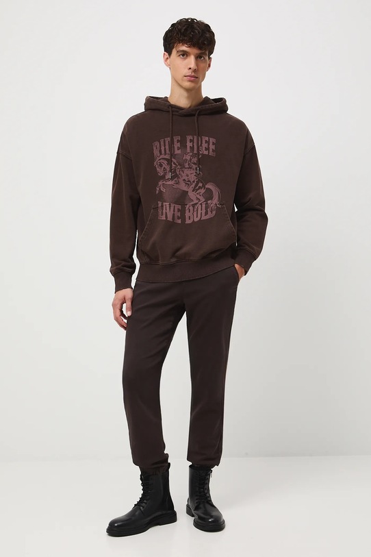 Bluza bawełniana męska z nadrukiem RW25-BLM303 brązowy RW25