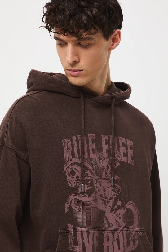 Bluza bawełniana męska z nadrukiem RW25-BLM303 brązowy