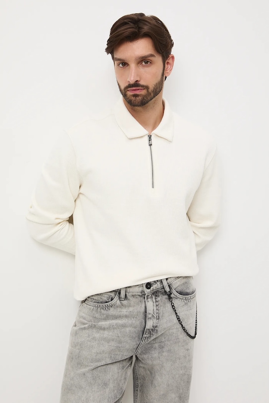 Bluza męska z fakturą pozostałe beżowy RW25-BLM605