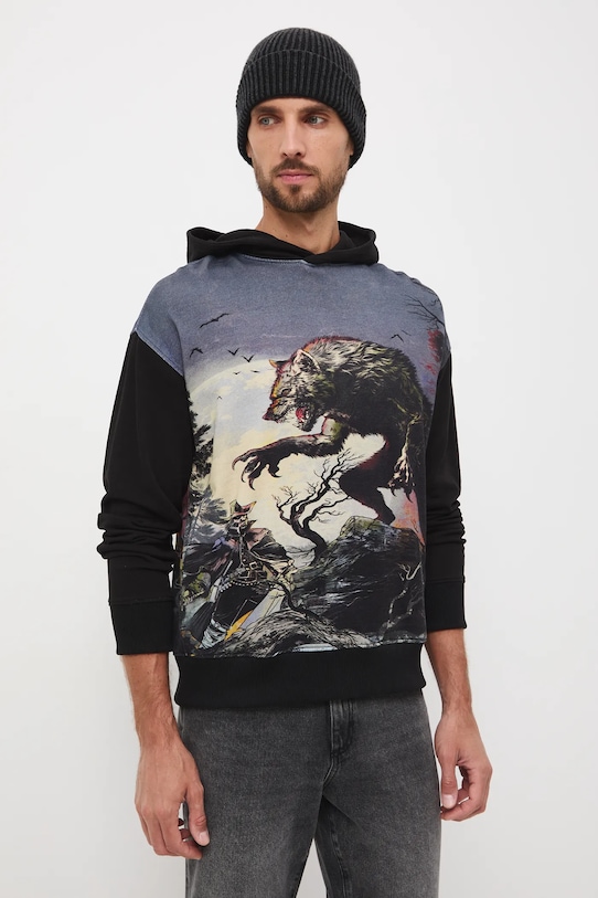 Bluza bawełniana męska wzorzysta wzorzyste czarny RW25-BLM706