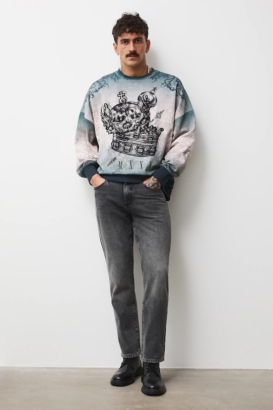 Bavlnená mikina Kráľovská kolekcia bez kapucne viacfarebná RW25-BLM803