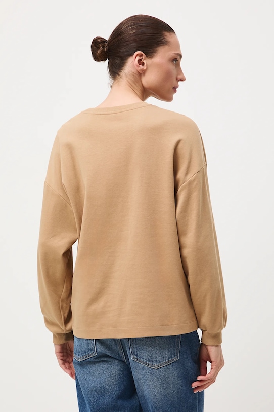 Longsleeve bawełniany damski interlock RW25-BUD040 beżowy RW25