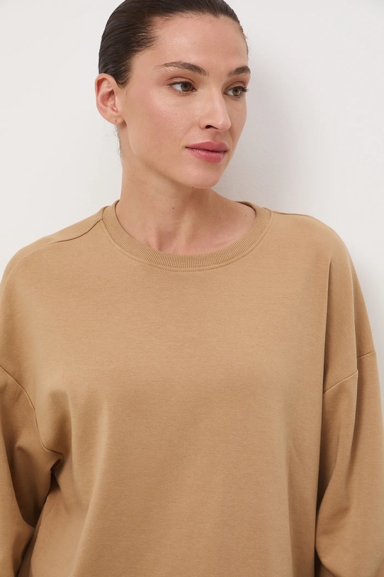 Longsleeve bawełniany damski interlock beżowy RW25-BUD040