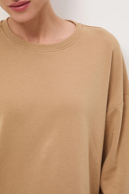 Longsleeve bawełniany damski interlock RW25-BUD040 beżowy